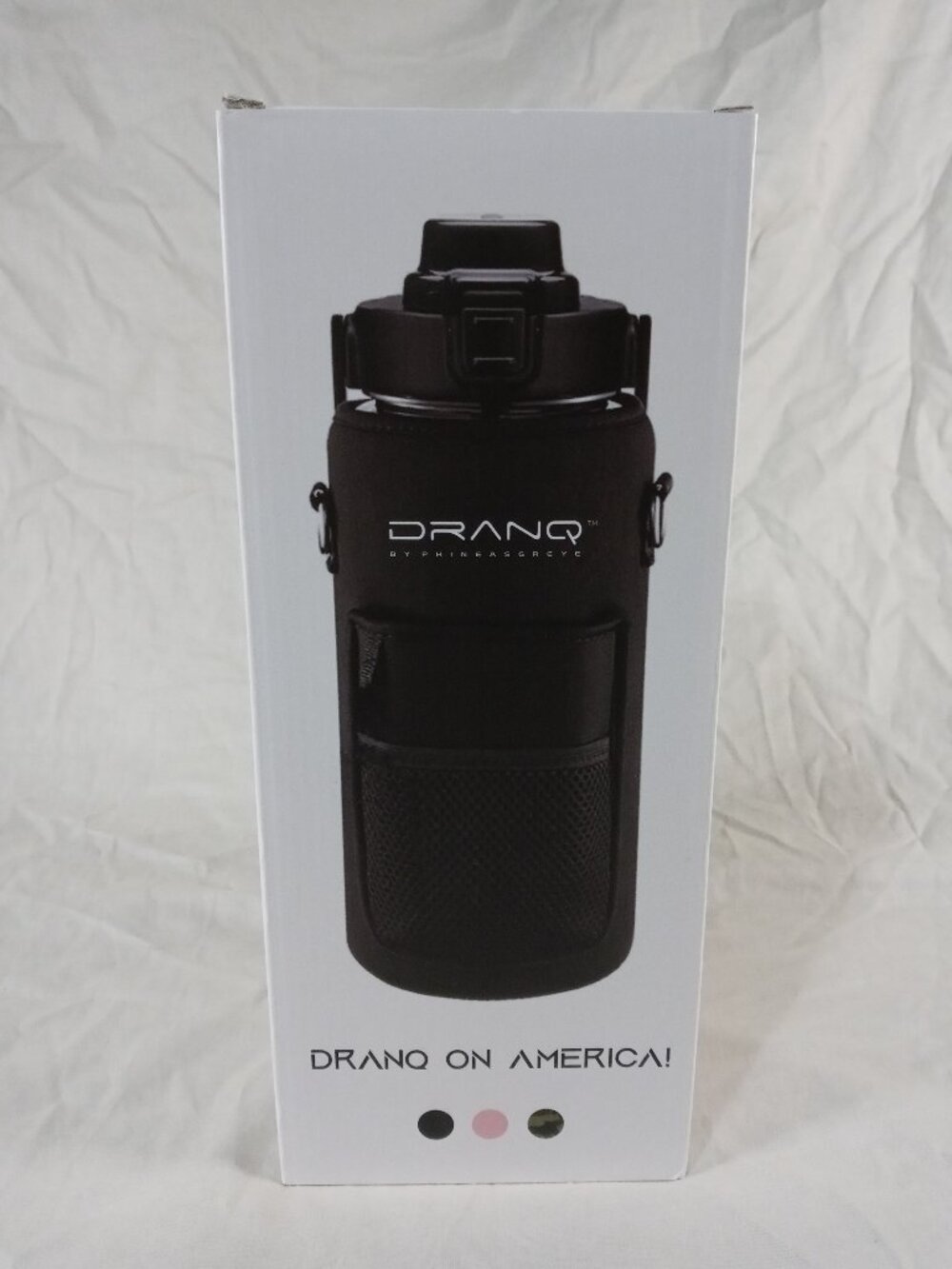 DRANQ by Hydro Flask 60oz Black Water Bottle with Sleeve in New Cond with Box